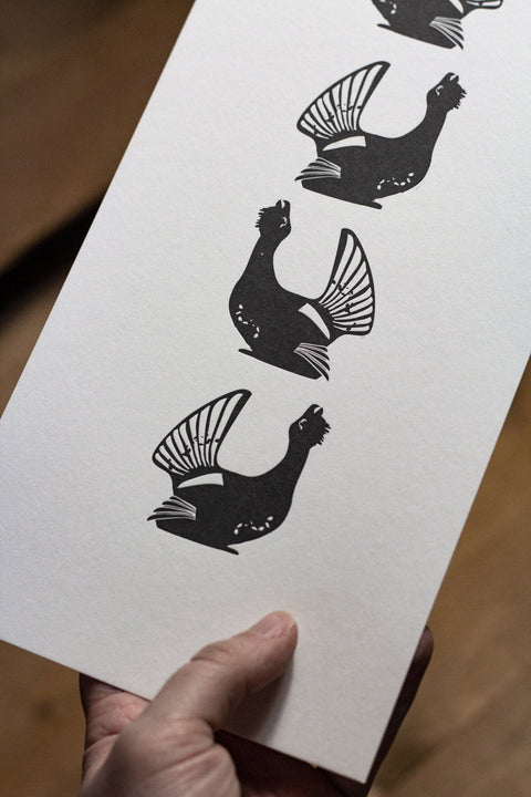 Letterpress Capercaillie Print - Tall - Letterpress Wall Art - Scottish Capercaillie Design - The Hunter Press - Made Scotland