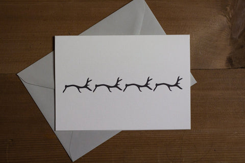 Letterpress Notecard - Black Stag March - Single Card - The Hunter Press - Made Scotland