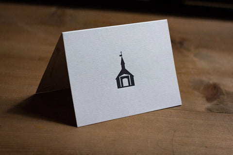 Letterpress Notecard - Little Black Church - Single Card - The Hunter Press - Made Scotland