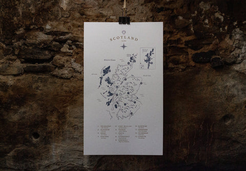 Letterpress Scotland Map - The Hunter Press - Made Scotland