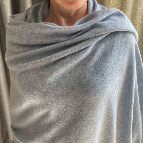 Light Blue Cashmere Travel Wrap - Light Blue - Ava Innes - Made Scotland
