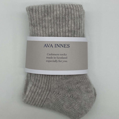 Light Grey Women's Cashmere Bed Socks - Grey - Ava Innes - Made Scotland
