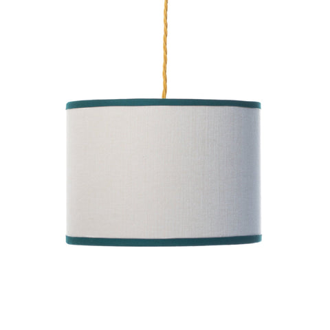 Linen Double Sided Drum Lampshade - Liberty Pipers Peacock - Liberty Pipers Peacock - Amanda Wells - Made Scotland