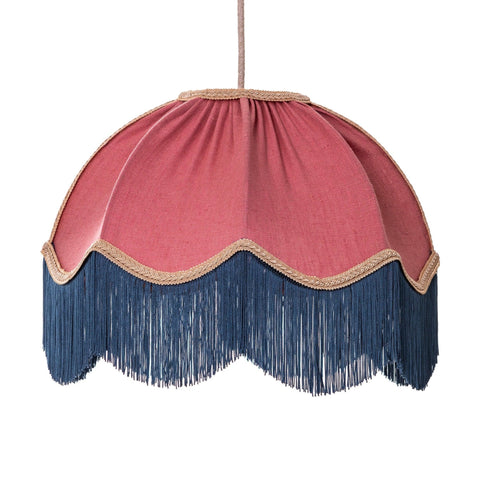 Linen Scalloped Tiffany - Dusky Pink, Blue and Beige - Small - Amanda Wells - Made Scotland