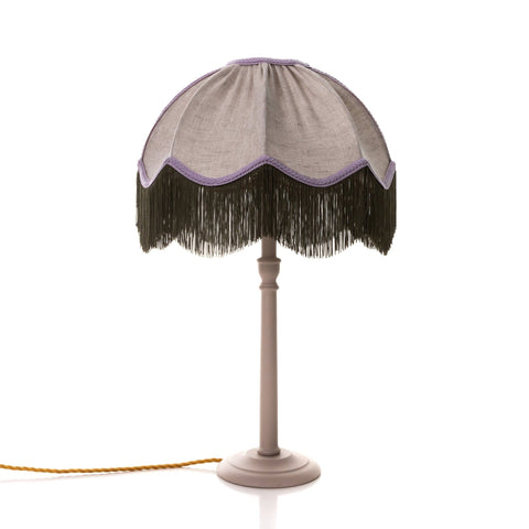 Linen Scalloped Tiffany - Natural, Green and Lilac - Small - Amanda Wells - Made Scotland