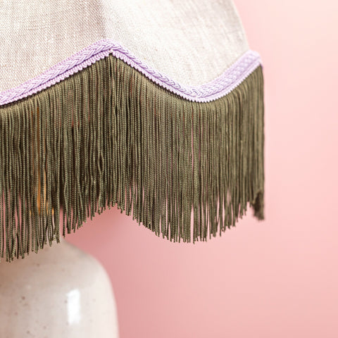 Linen Scalloped Tiffany - Natural, Green and Lilac - Small - Amanda Wells - Made Scotland