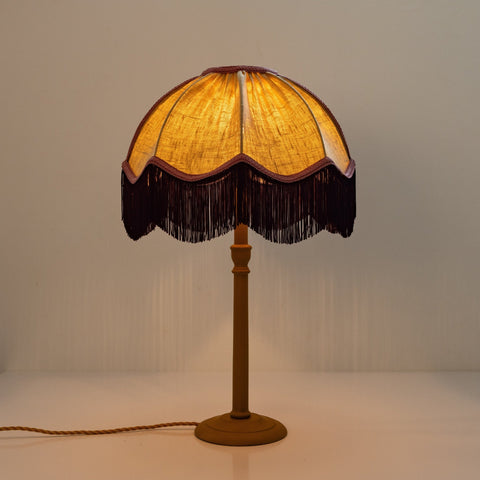 Linen Scalloped Tiffany - Yellow, Aubergine and Dusky Pink - Small - Amanda Wells - Made Scotland
