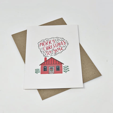 Little Log Cabin, Merry Christmas - Pack of 8 Cards - 3 Packs - Lomond Paper Co - Made Scotland