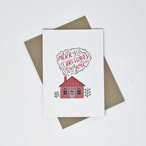 Little Log Cabin, Merry Christmas - Pack of 8 Cards - 3 Packs - Lomond Paper Co - Made Scotland