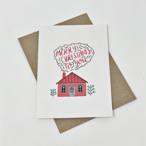 Little Log Cabin, Merry Christmas - Pack of 8 Cards - 3 Packs - Lomond Paper Co - Made Scotland