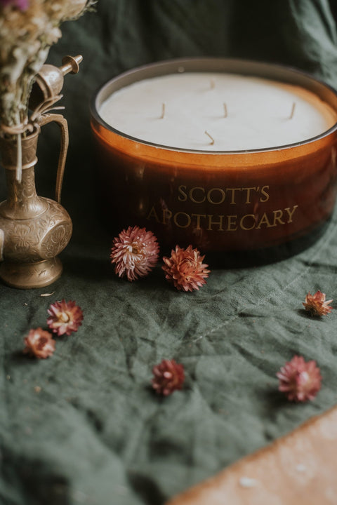 Luxury 5 - wick candle - Rose & Rose Geranium - Scott's Apothecary - Made Scotland