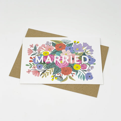 Married Floral Wedding card - Lomond Paper Co - Made Scotland