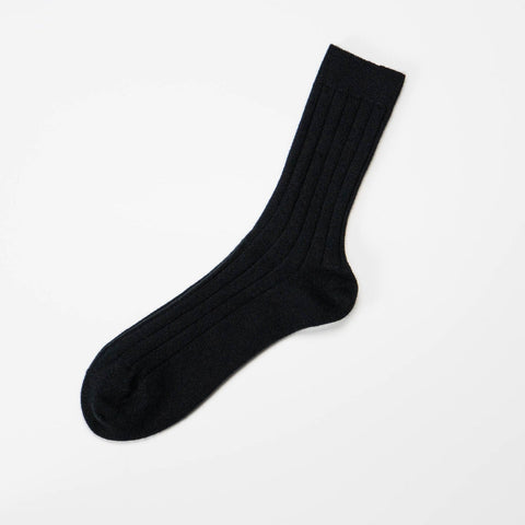 Men's Black Luxury Ribbed Cashmere Socks - UK 7 - 9 - Ava Innes - Made Scotland