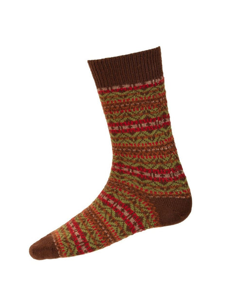Men's Fair Isle Socks in Walnut - Walnut - House of Cheviot - Made Scotland