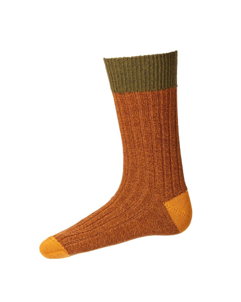 Men's Lowes Sock in Bronze - Forest - House of Cheviot - Made Scotland