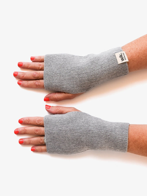 Merino Wool Fingerless Mittens - Oatmeal Brown - Woolkind - Made Scotland