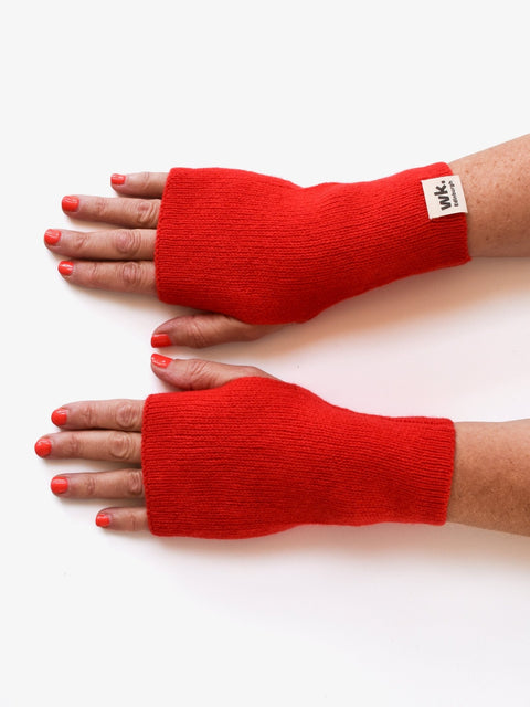 Merino Wool Fingerless Mittens - Oatmeal Brown - Woolkind - Made Scotland