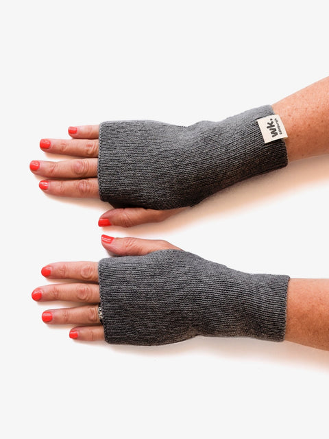Merino Wool Fingerless Mittens - Oatmeal Brown - Woolkind - Made Scotland