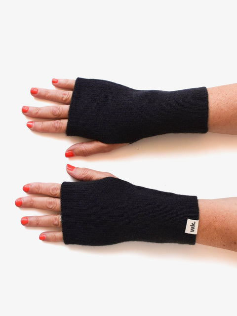 Merino Wool Fingerless Mittens - Oatmeal Brown - Woolkind - Made Scotland