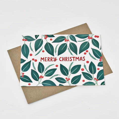 Merry Christmas Berries - Pack of 8 Cards - 1 Pack - Lomond Paper Co - Made Scotland