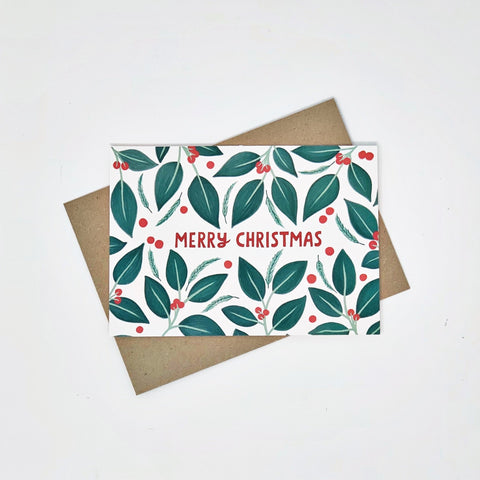 Merry Christmas Berries - Pack of 8 Cards - 1 Pack - Lomond Paper Co - Made Scotland
