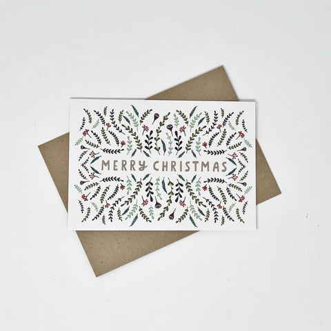 Merry Christmas Pattern - Pack of 8 Cards - 1 Pack - Lomond Paper Co - Made Scotland