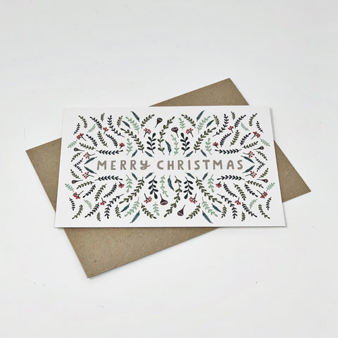 Merry Christmas Pattern - Pack of 8 Cards - 1 Pack - Lomond Paper Co - Made Scotland