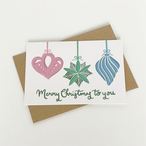 Merry Christmas to You Baubles Card Pack - 3 Packs - Lomond Paper Co - Made Scotland