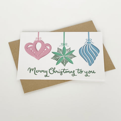 Merry Christmas to You Baubles Card Pack - 3 Packs - Lomond Paper Co - Made Scotland