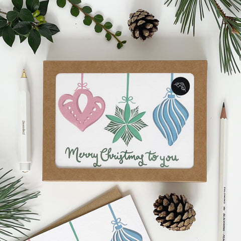 Merry Christmas to You Baubles Card Pack - 3 Packs - Lomond Paper Co - Made Scotland