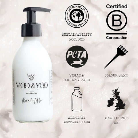 Miracle Milk - Leave - in Conditioner and Heat Protection - 250ml - Moo & Yoo - Made Scotland