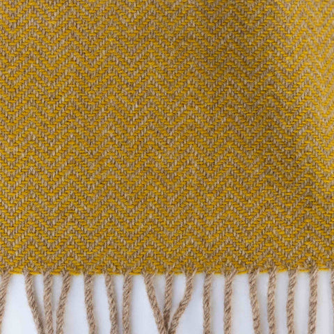 Mustard Yellow Lewis Wool Throw - Large - Ava Innes - Made Scotland