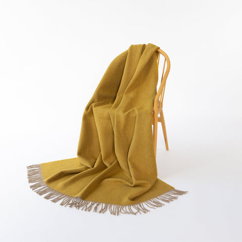 Mustard Yellow Lewis Wool Throw - Large - Ava Innes - Made Scotland