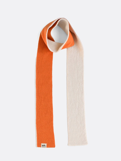 Narrow Colour Block Scarf - Carrot Orange - Woolkind - Made Scotland