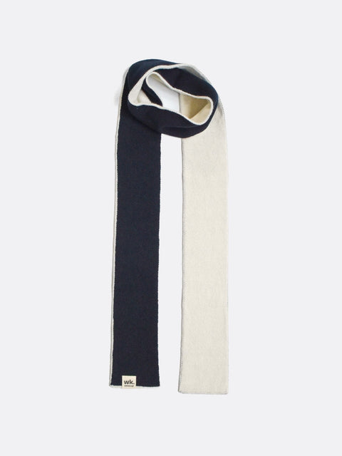 Narrow Colour Block Scarf - Dark Navy - Woolkind - Made Scotland