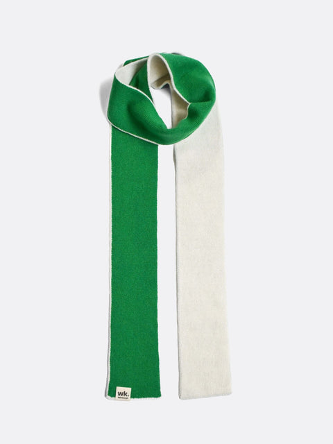 Narrow Colour Block Scarf - Field Green - Woolkind - Made Scotland