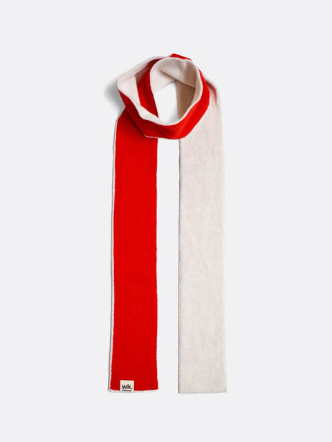 Narrow Colour Block Scarf - Fire Red - Woolkind - Made Scotland