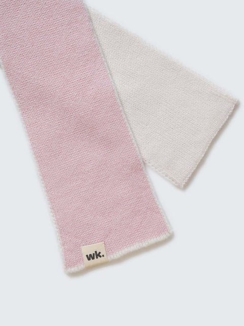 Narrow Colour Block Scarf - Pale Pink - Woolkind - Made Scotland