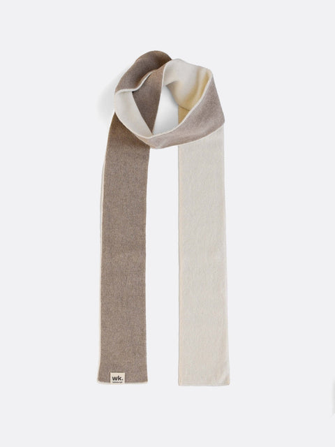 Narrow Colour Block Scarf - Truffle Brown - Woolkind - Made Scotland