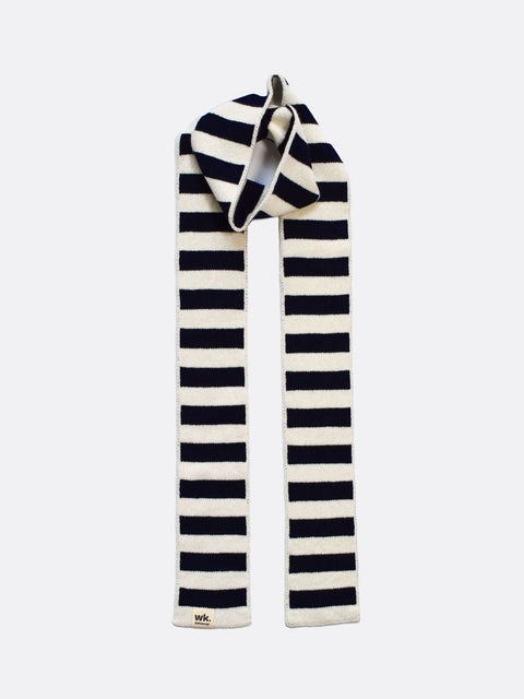 Narrow Stripe Scarf - Dark Navy - Woolkind - Made Scotland