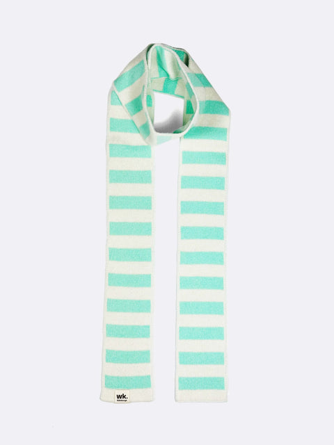 Narrow Stripe Scarf - Harris Aqua - Woolkind - Made Scotland