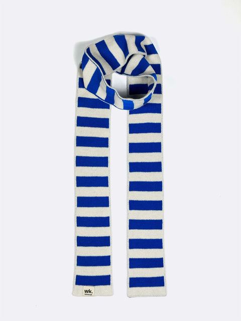Narrow Stripe Scarf - Irn Blue - Woolkind - Made Scotland