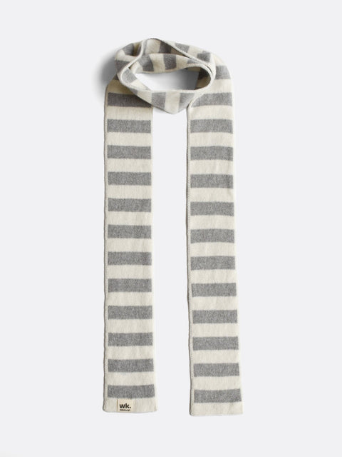 Narrow Stripe Scarf - Mist Grey - Woolkind - Made Scotland