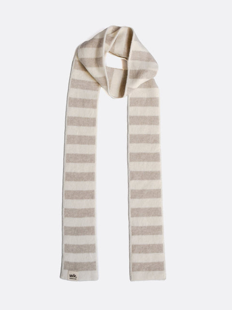 Narrow Stripe Scarf - Oatmeal Brown - Woolkind - Made Scotland