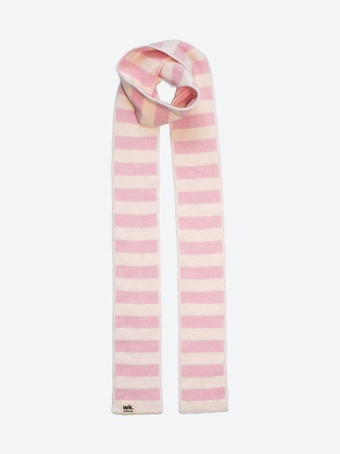 Narrow Stripe Scarf - Pale Pink - Woolkind - Made Scotland