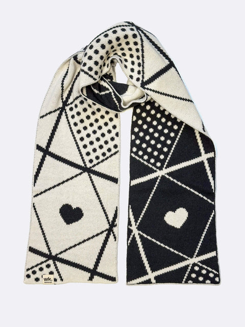 Not a Sanquhar Scarf - Black Sheep & Cloud White - Woolkind - Made Scotland