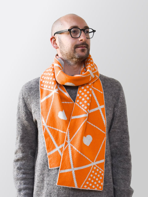 Not a Sanquhar Scarf - Carrot Orange & Oatmeal Brown - Woolkind - Made Scotland
