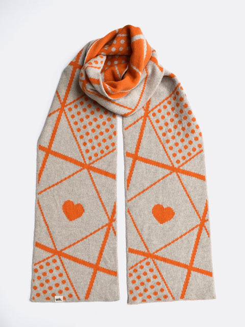 Not a Sanquhar Scarf - Carrot Orange & Oatmeal Brown - Woolkind - Made Scotland