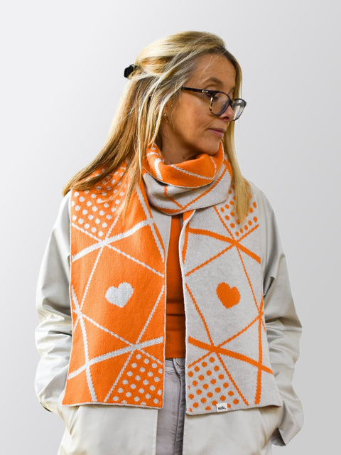 Not a Sanquhar Scarf - Carrot Orange & Oatmeal Brown - Woolkind - Made Scotland