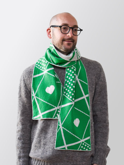 Not a Sanquhar Scarf - Field Green & Oatmeal Brown - Woolkind - Made Scotland